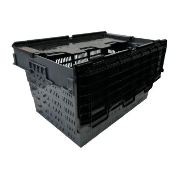 Picture of Vogue Perforated Plastic Transport Storage Crate with Attached Lid 600x400x320mm