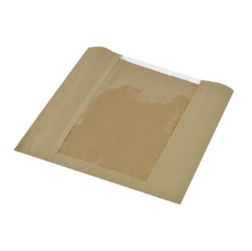 Picture of Vegware Compostable Kraft Sandwich Bags With PLA Window Large (1000 pack)