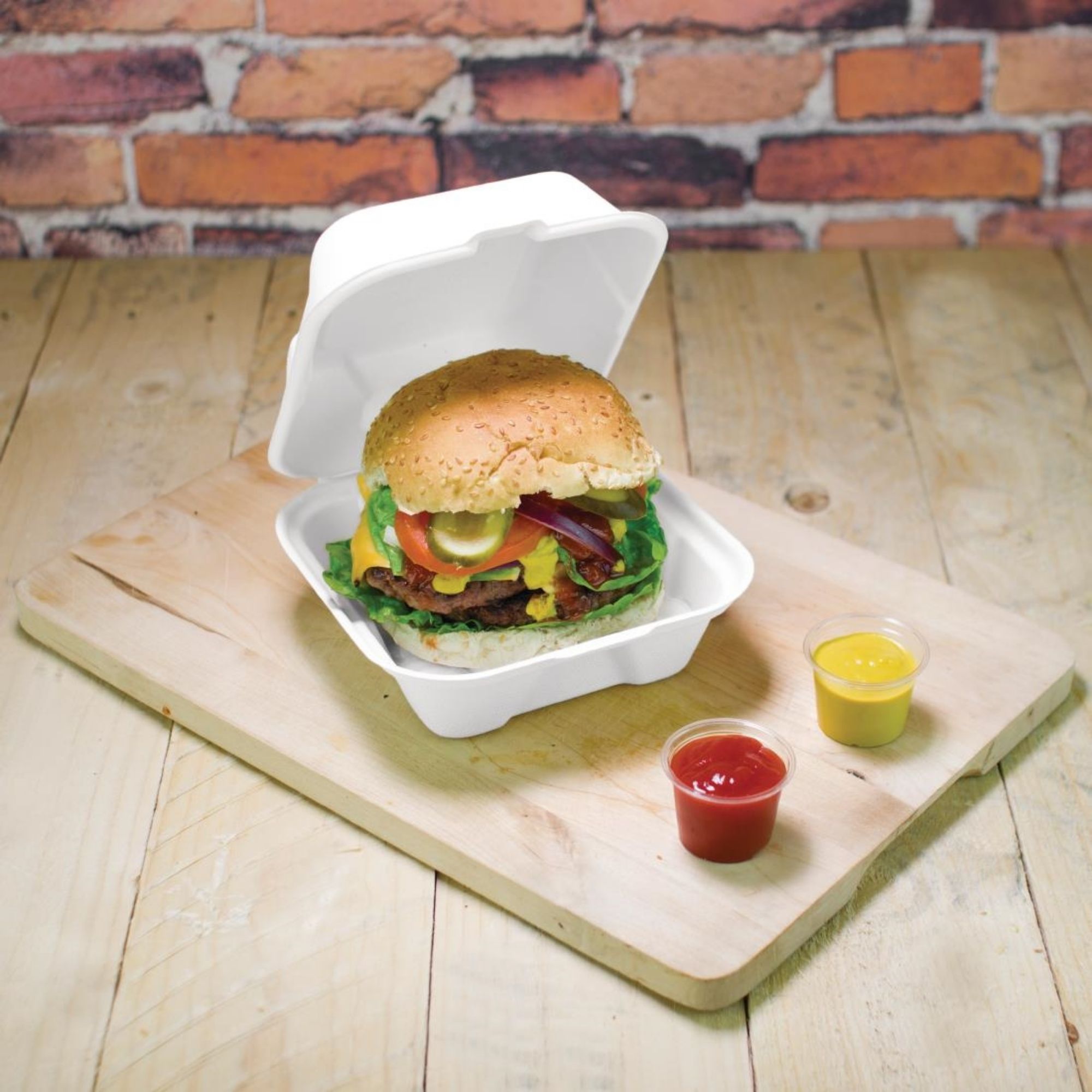 Picture of Vegware Compostable Bagasse Burger Boxes 152mm (500 pack)