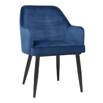 Picture of Bolero Lia Velvet Effect Chairs Dark Navy (2 Pack)