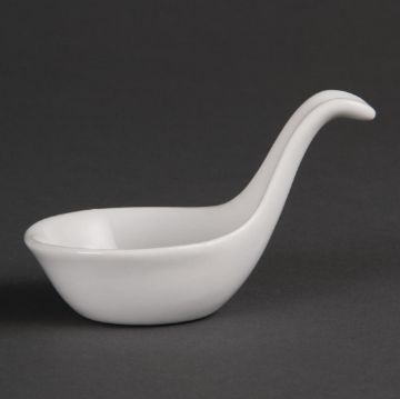 Picture of Olympia Whiteware Miniature Spoon Shape Dipping Bowls 57x 57mm (12 Pack)
