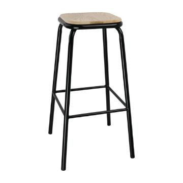 Picture of Bolero Cantina High Stools with Wooden Seat Pad Black (4 pack)