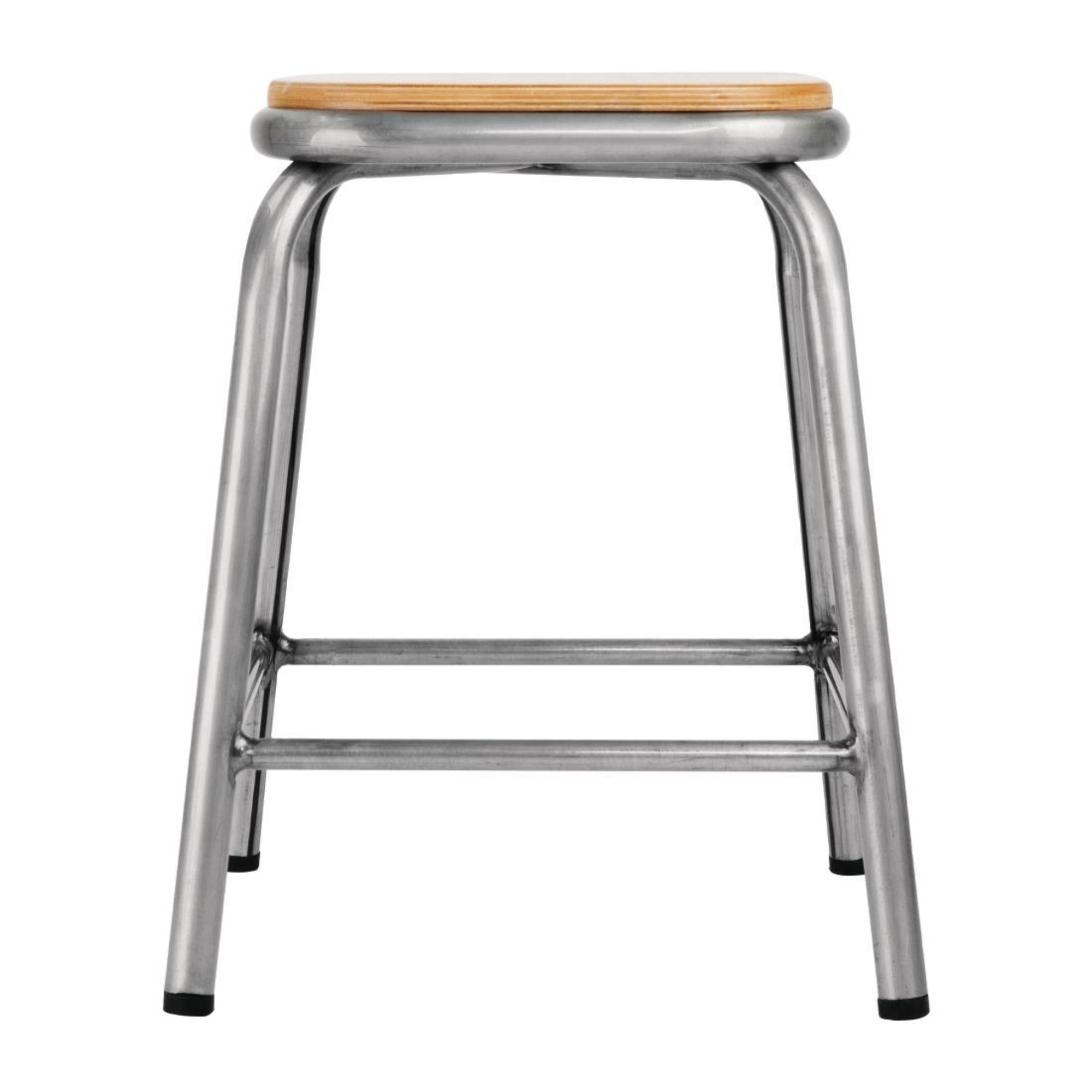 Picture of Bolero Galvanised Steel Low Stools with Wooden Seatpad (4 pack)