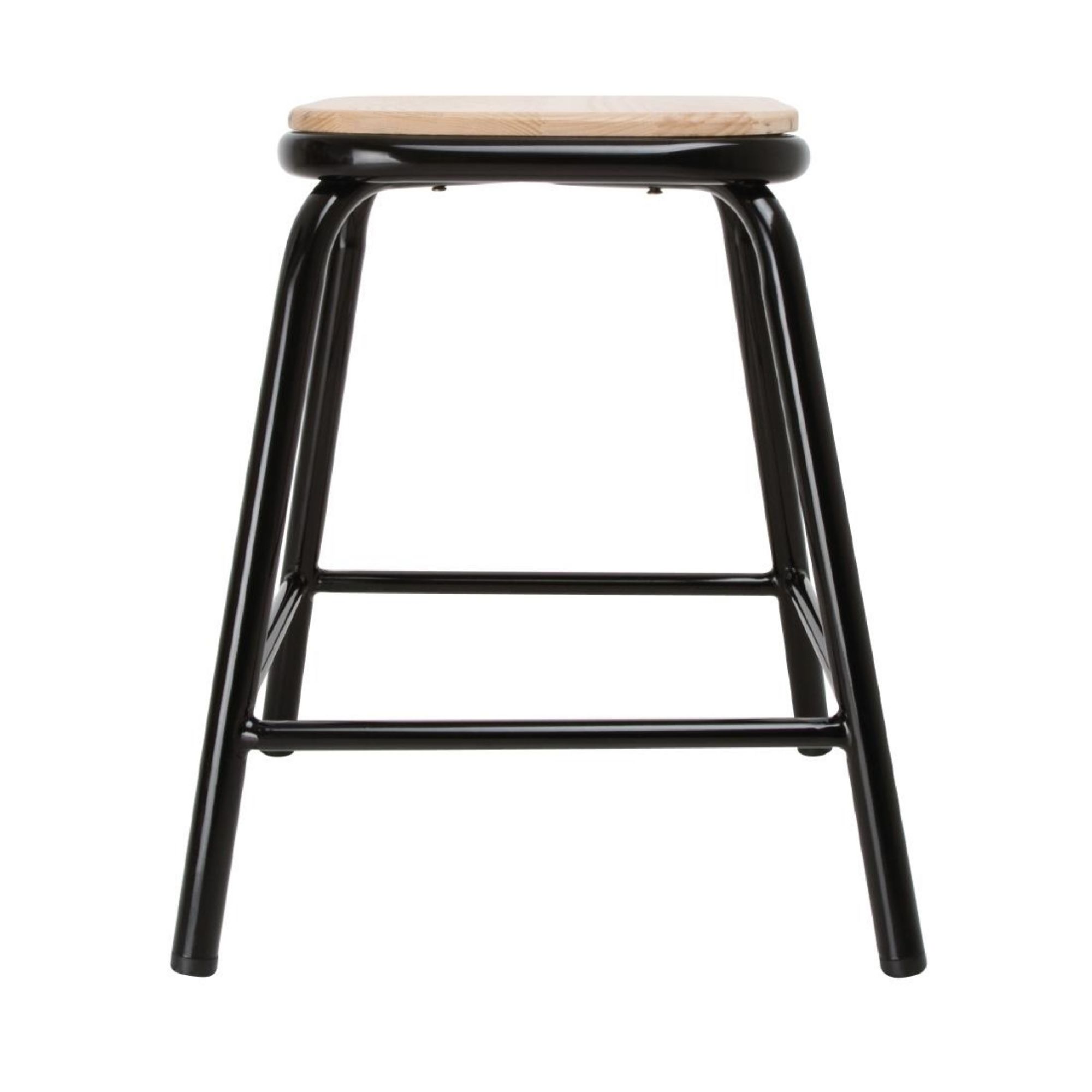 Picture of Bolero Cantina Low Stools with Wooden Seat Pad Black (4 pack)