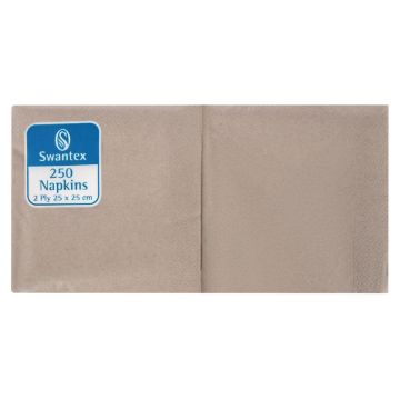 Picture of Swantex Recycled Cocktail Napkin Kraft 25x25cm 2ply 1/4 Fold (2000 pack)