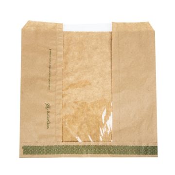 Picture of Vegware Compostable Kraft Sandwich Bags with NatureFlex Window Small (1000 pack)