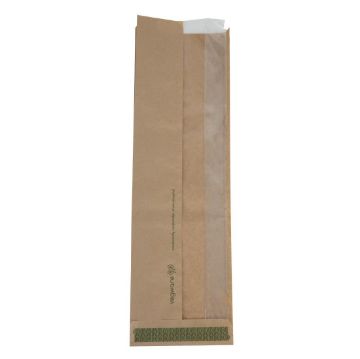 Picture of Vegware Compostable Kraft Baguette Bags With PLA Window (1000 pack)