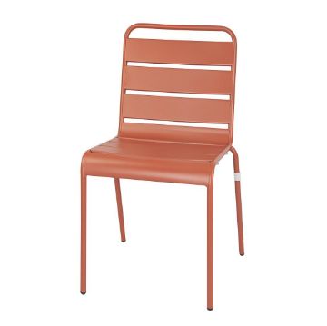 Picture of Bolero Amalfi Slatted Steel Side Chairs Terracotta (4 pack)