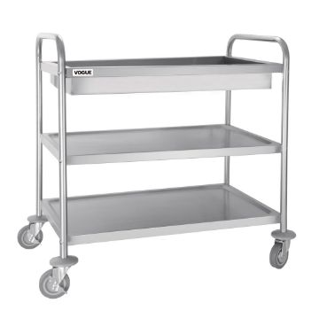 Picture of Vogue Stainless Steel 3 Tier Deep Tray Clearing Trolley