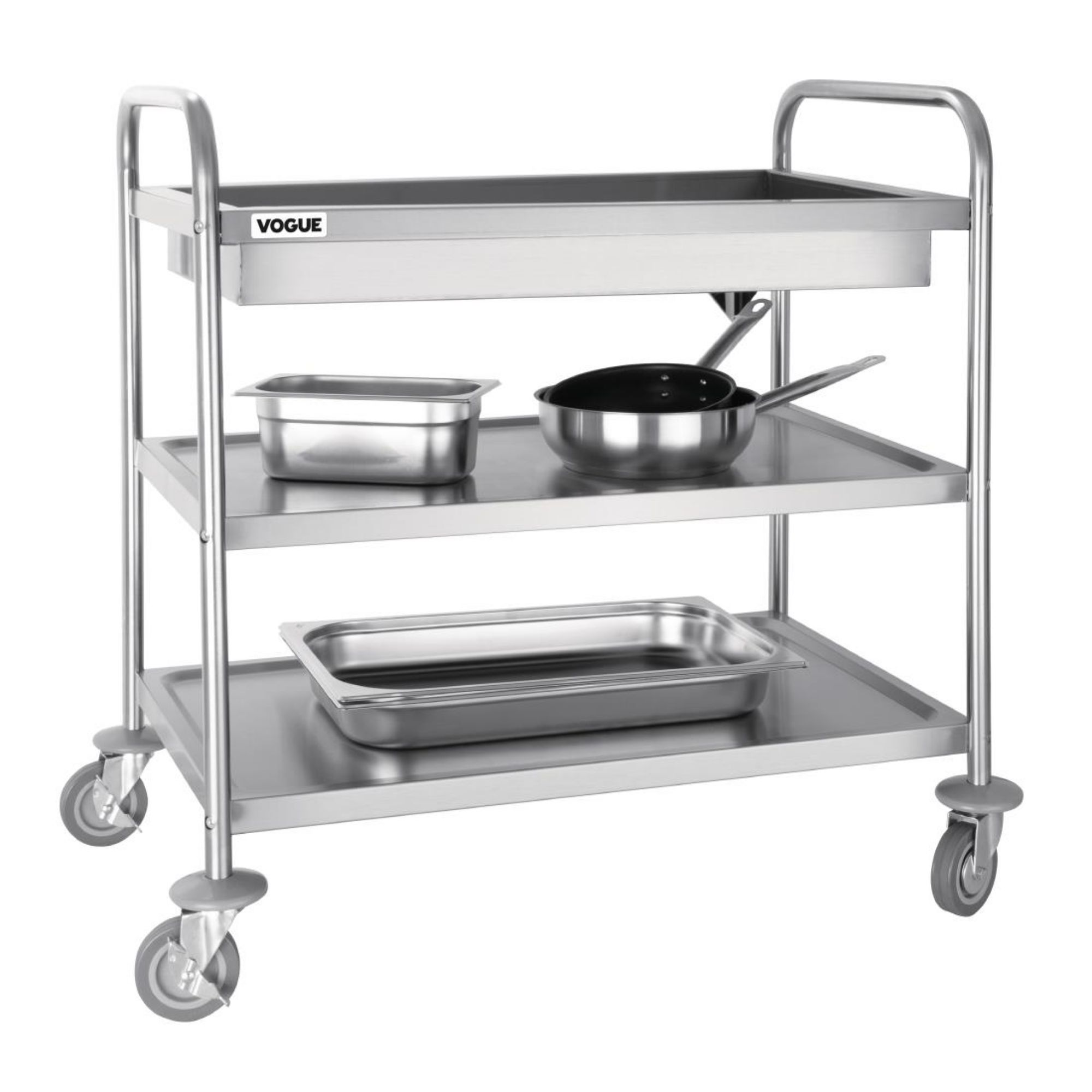 Picture of Vogue Stainless Steel 3 Tier Deep Tray Clearing Trolley