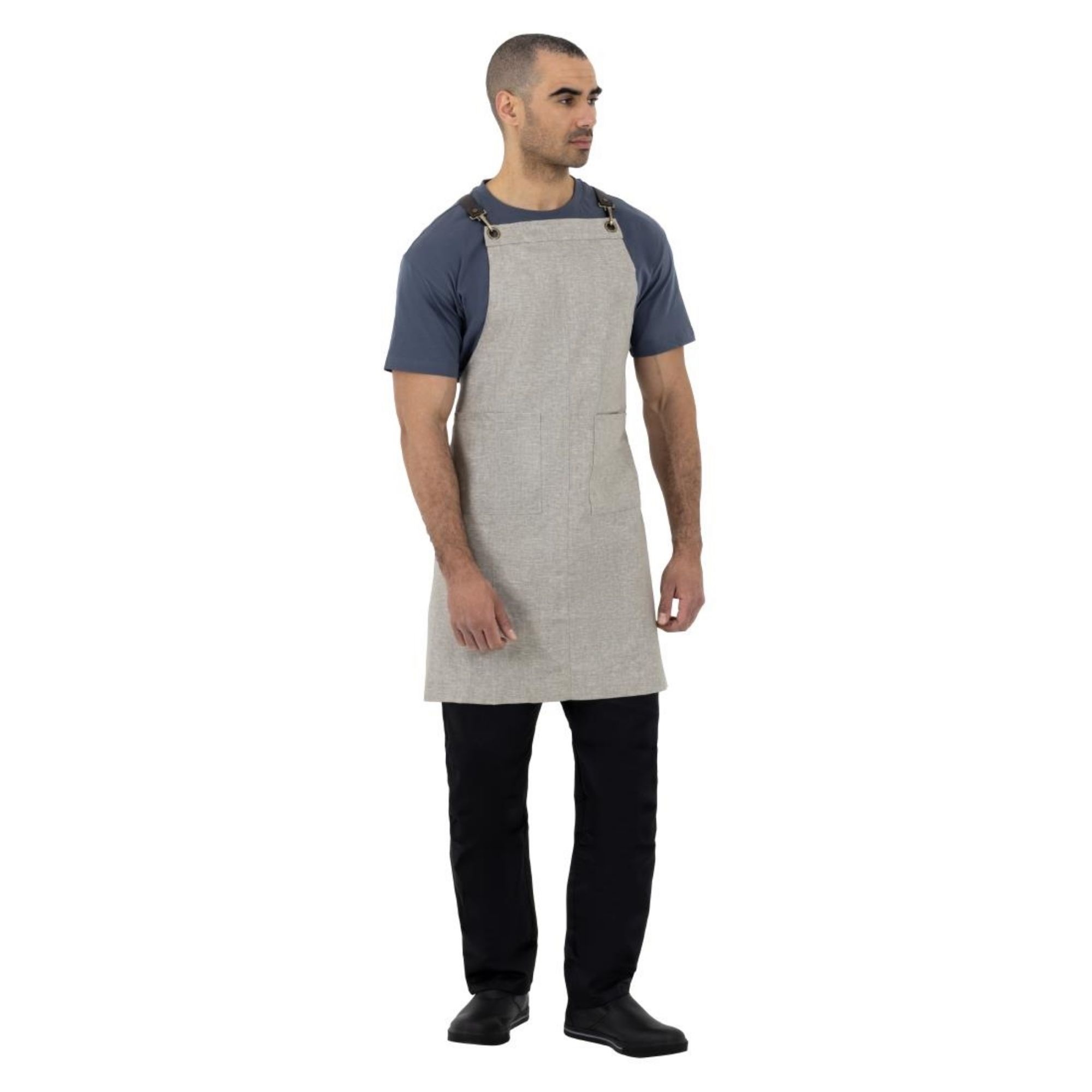 Picture of Southside Linen Blend Bib Apron Grey