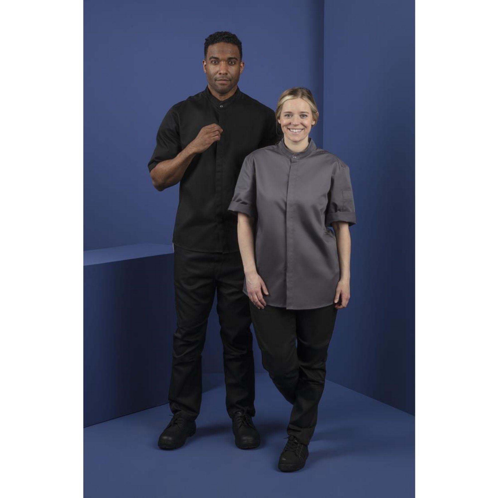 Picture of Southside Band Collar Chef Jacket Charcoal L