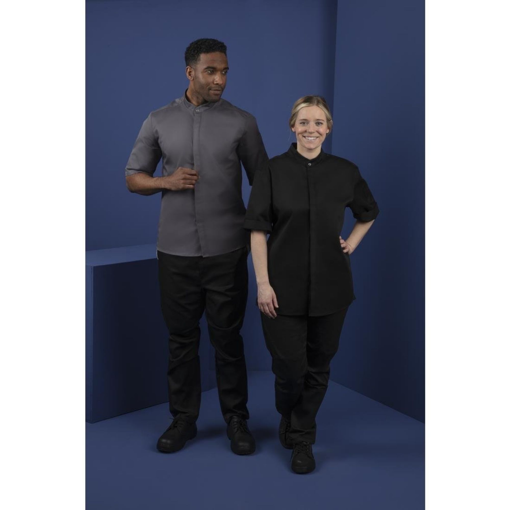 Picture of Southside Band Collar Chef Jacket Charcoal XL