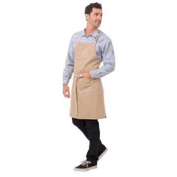 Picture of Chef Works Urban Austin Denim Bib Apron Natural