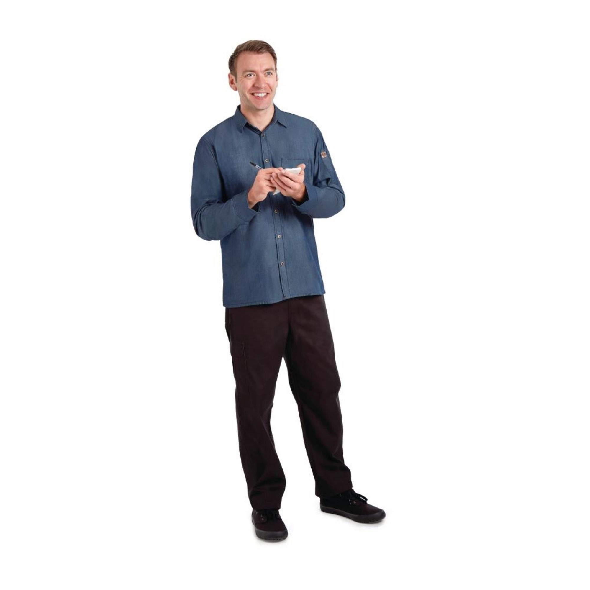 Picture of Chef Works Urban Detroit Long Sleeve Denim Shirt Blue XL