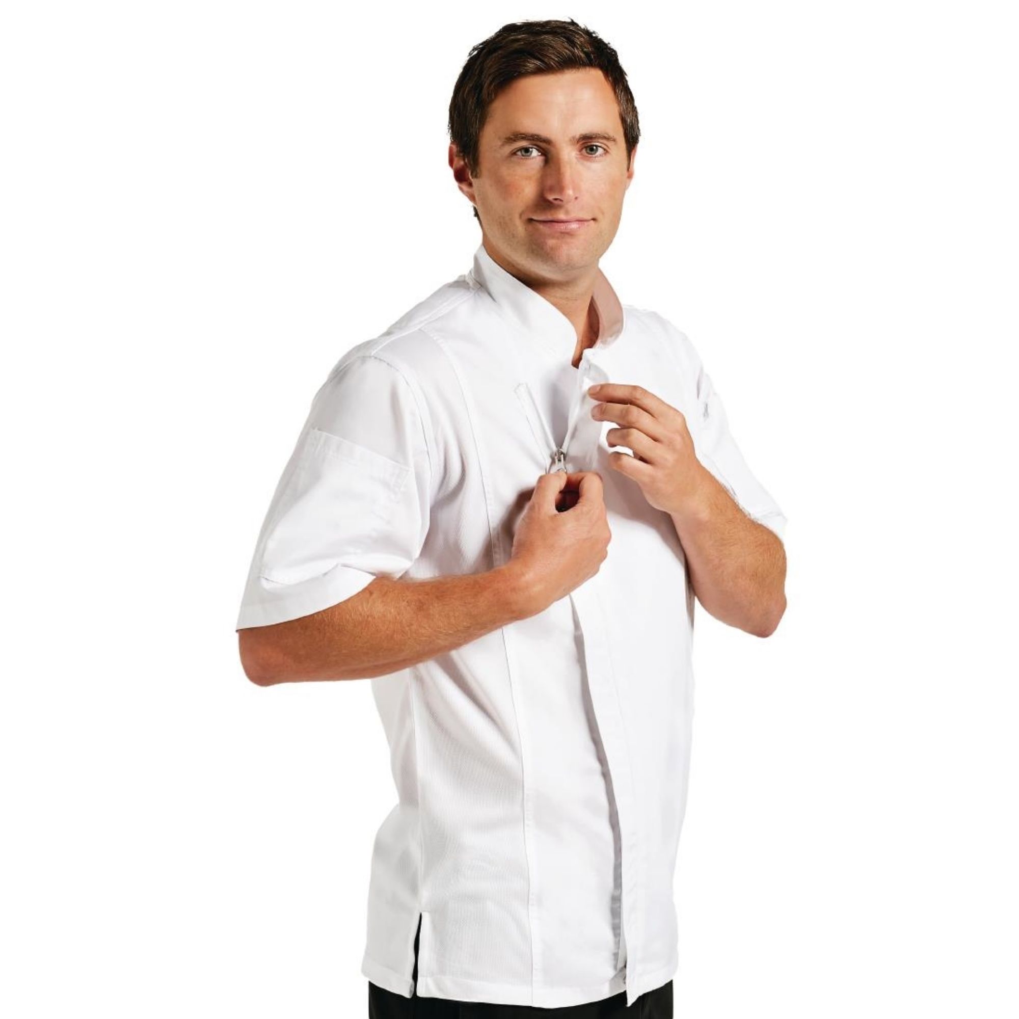 Picture of Chef Works Springfield Zipper Mens Chef Jacket White XL