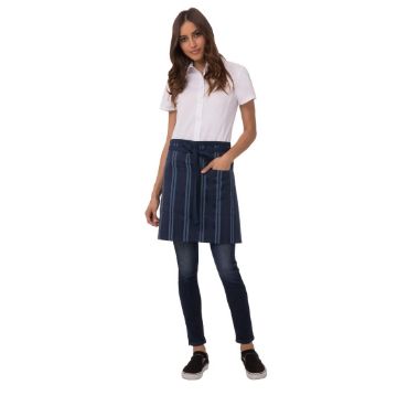 Picture of Chef Works Urban Presidio Navy Satin Stripe Half Bistro Apron