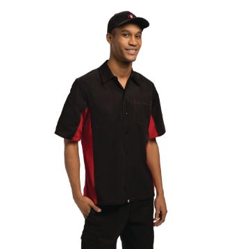 Picture of Chef Works Unisex Contrast Shirt Black & Red L