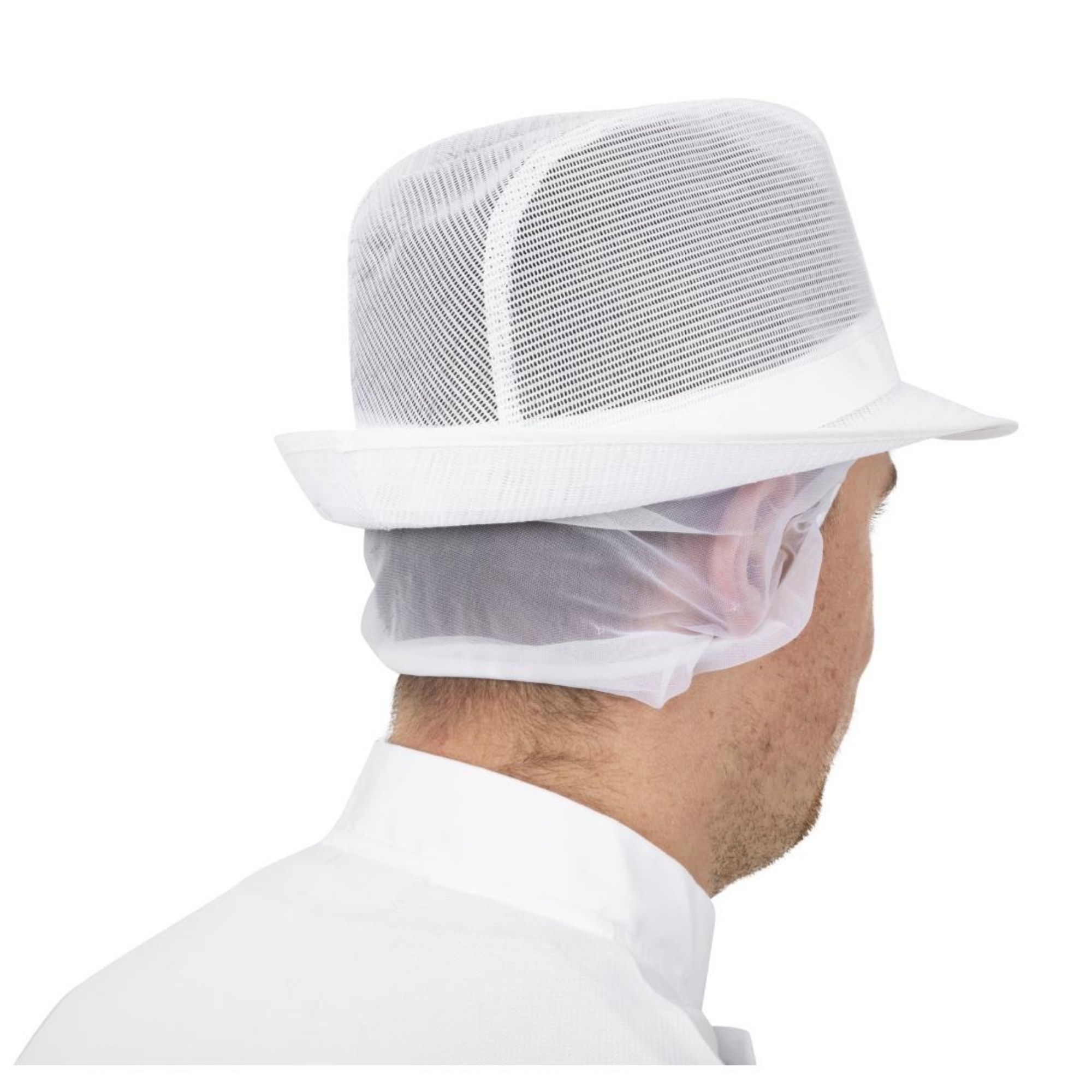 Picture of Trilby Hat with Net Snood White L