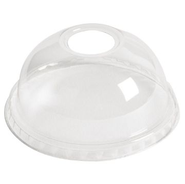 Picture of eGreen Flexy-Glass Recyclable Domed Lids For Half Pint and Hi Ball Glasses With Hole 77mm (1000 Pack)