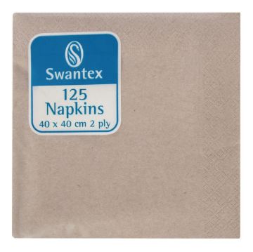Picture of Swantex Recycled Dinner Napkin Kraft 40x40cm 2ply 1/4 Fold (2000 pack)