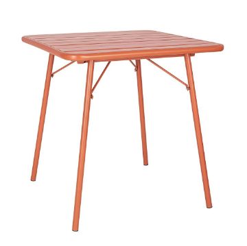 Picture of Bolero Amalfi Slatted Square Steel Folding Table Terracotta 700mm