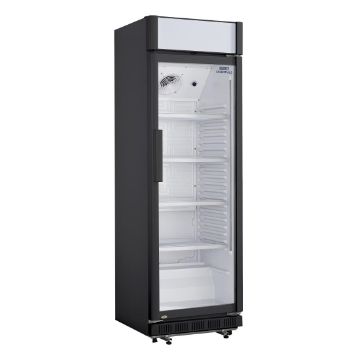 Picture of Caterboss Essentials Upright Display Cooler Black with Light Box - 354Ltr
