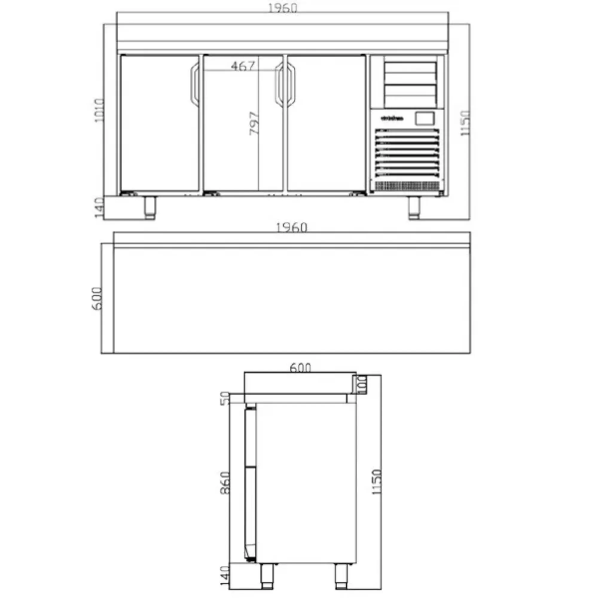 Picture of Infrico 4 Glass Dr Tall Back Bar Counter With Upstand 695L