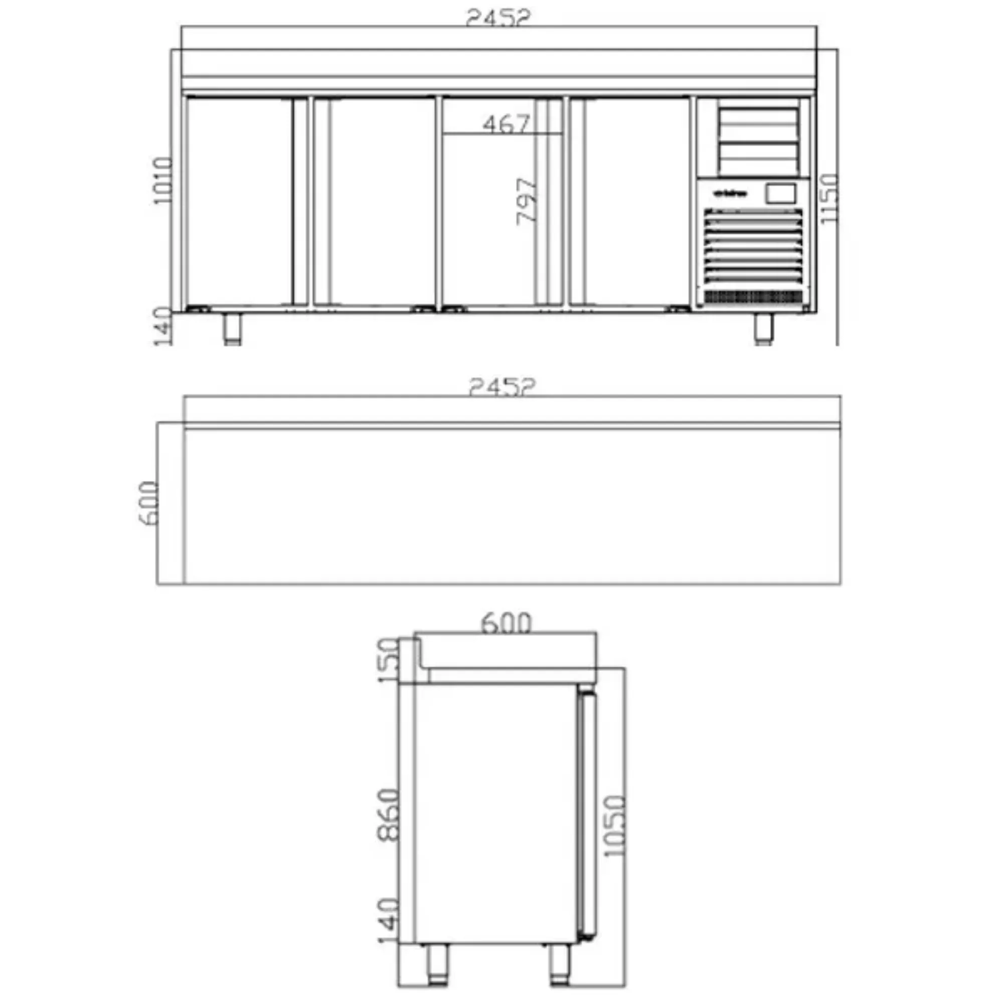 Picture of Infrico 4 Door Tall Back Bar Counter With Upstand 695L