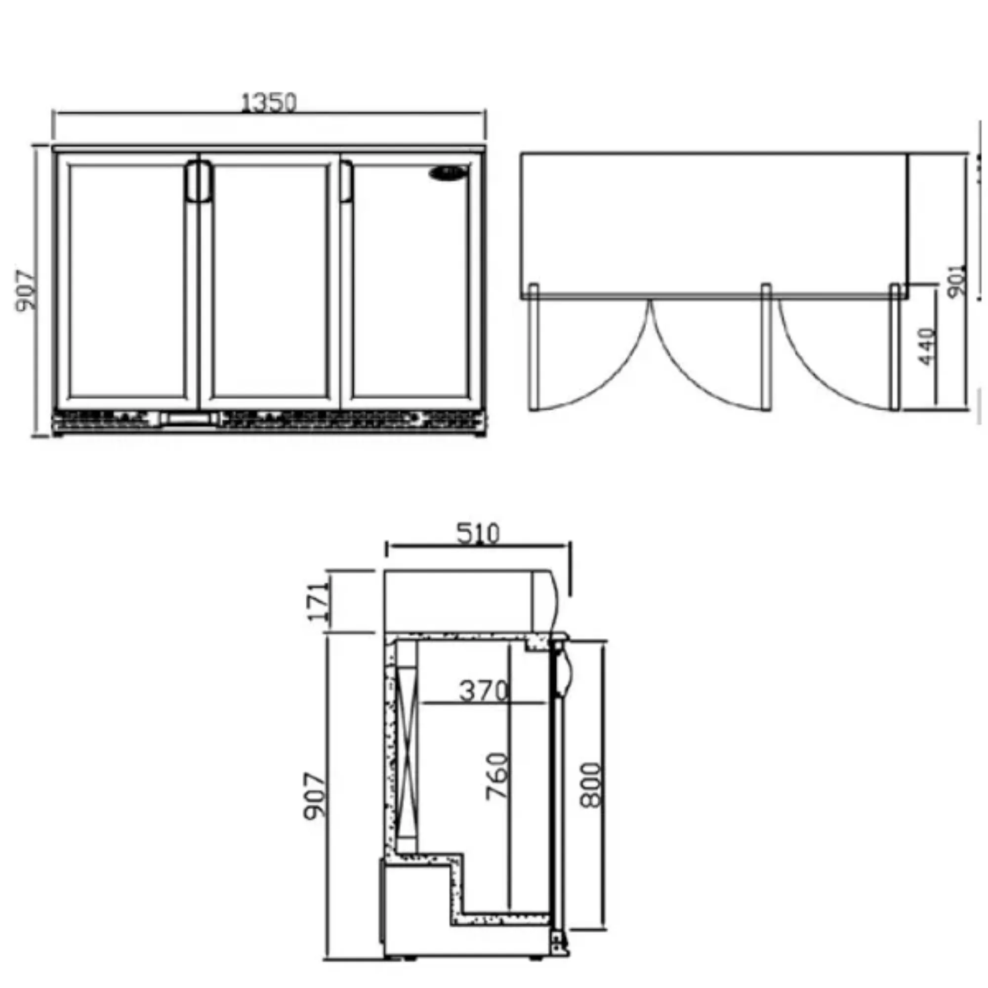 Picture of Infrico Triple Solid Door Bottle Cooler (324 Bottles)