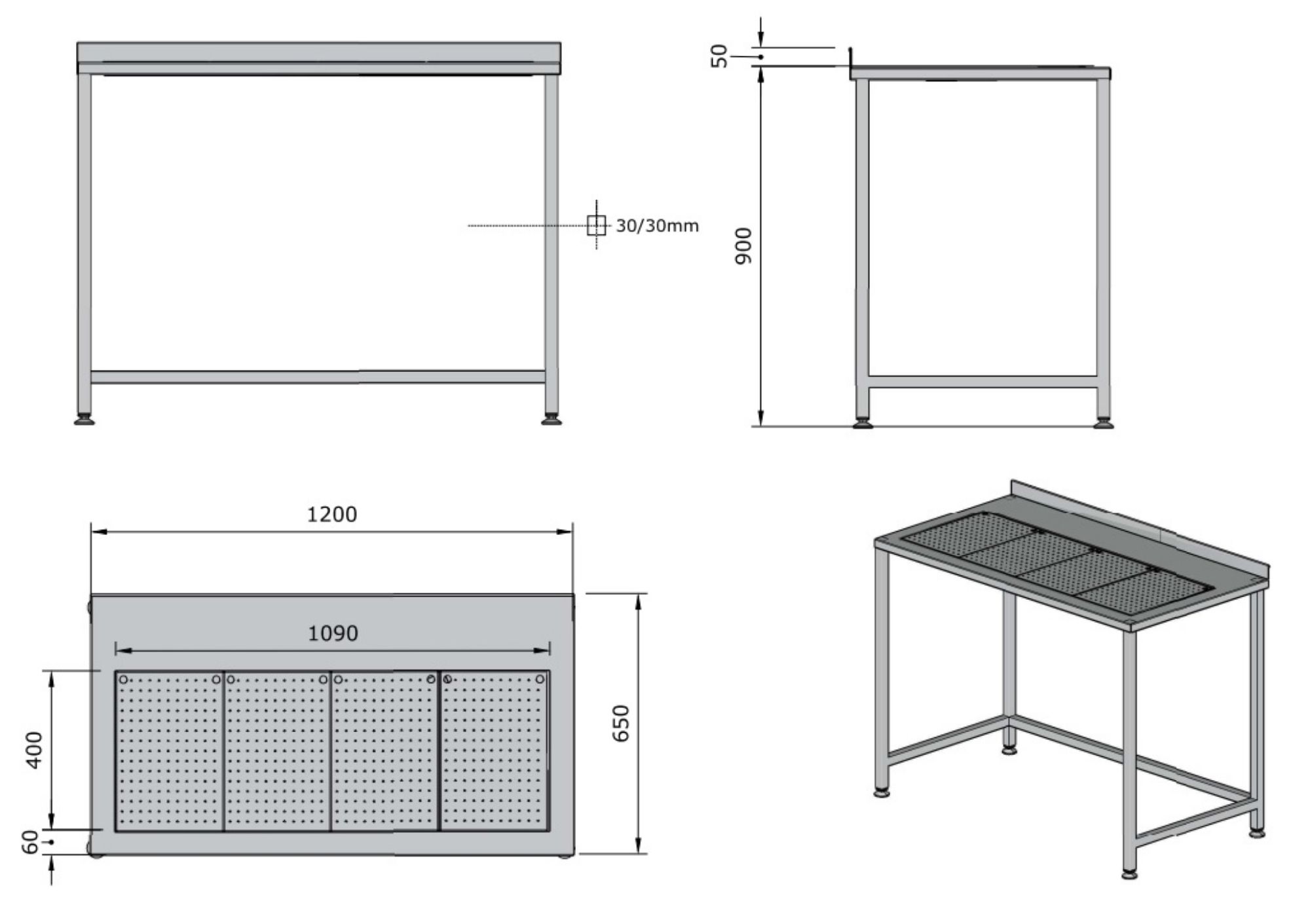 Picture of WORKTABLE WITH INTEGRATED DRIP-TRAY 1200X650