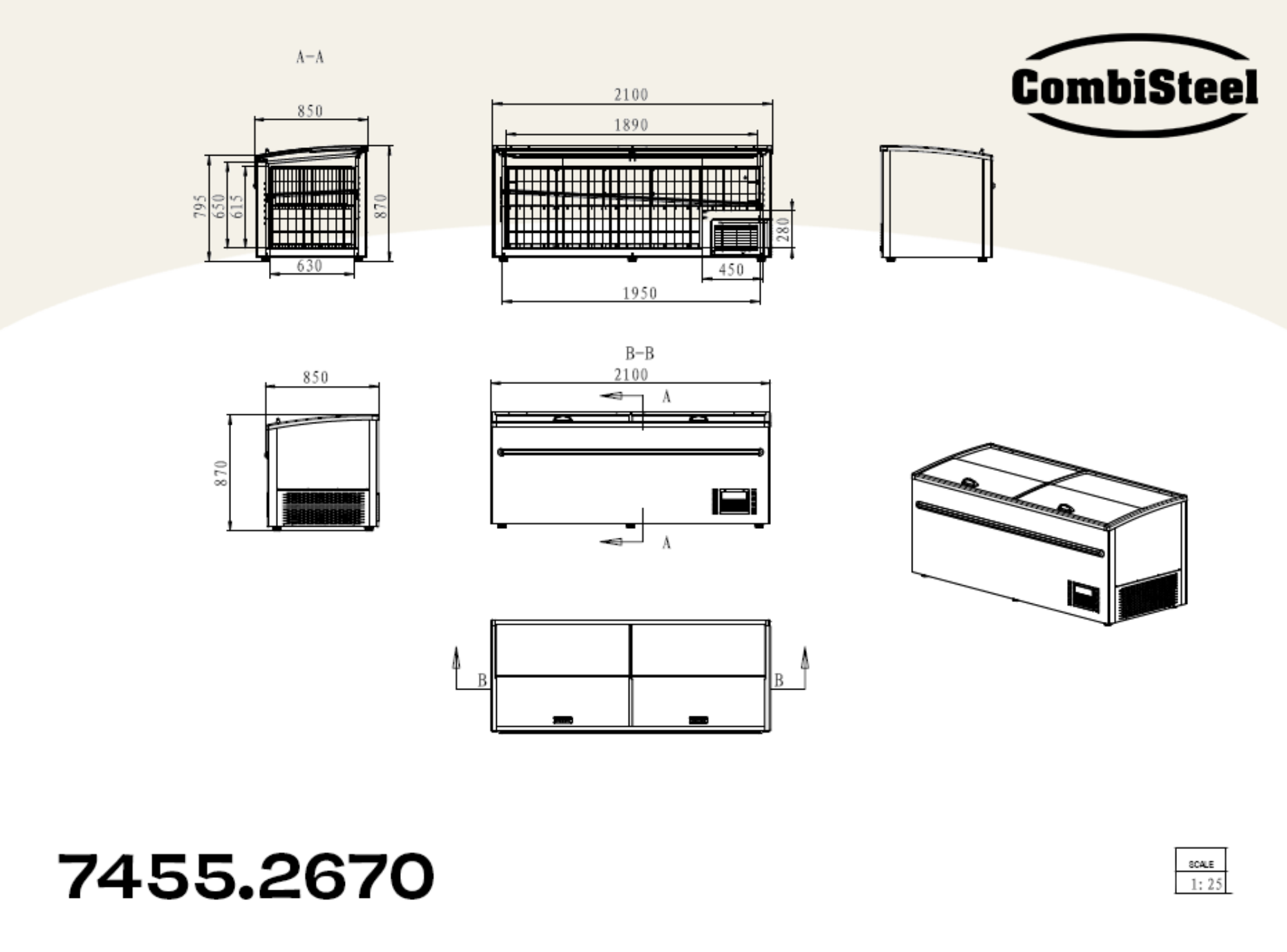 Picture of SUPERMARKET CHEST FREEZER GREY 2100 AUTOMATIC DEFROST
