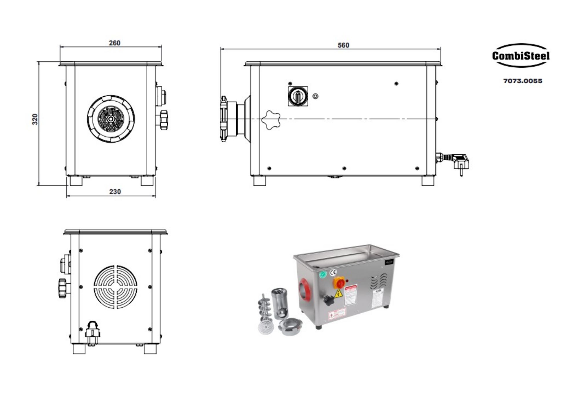 Picture of MEATGRINDER 12 - 90KG/H 230V - WITH REMOVABLE HEAD