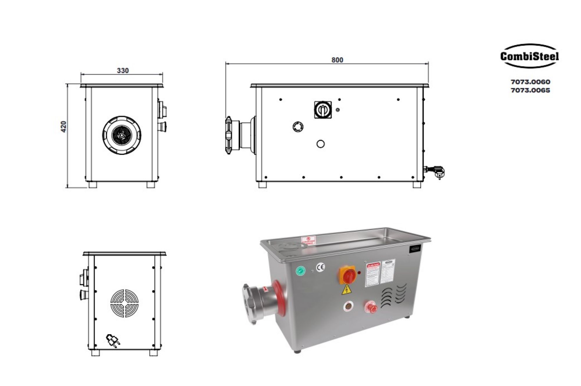 Picture of MEATGRINDER 22 - 450KG/H 400V - WITH FIXED HEAD