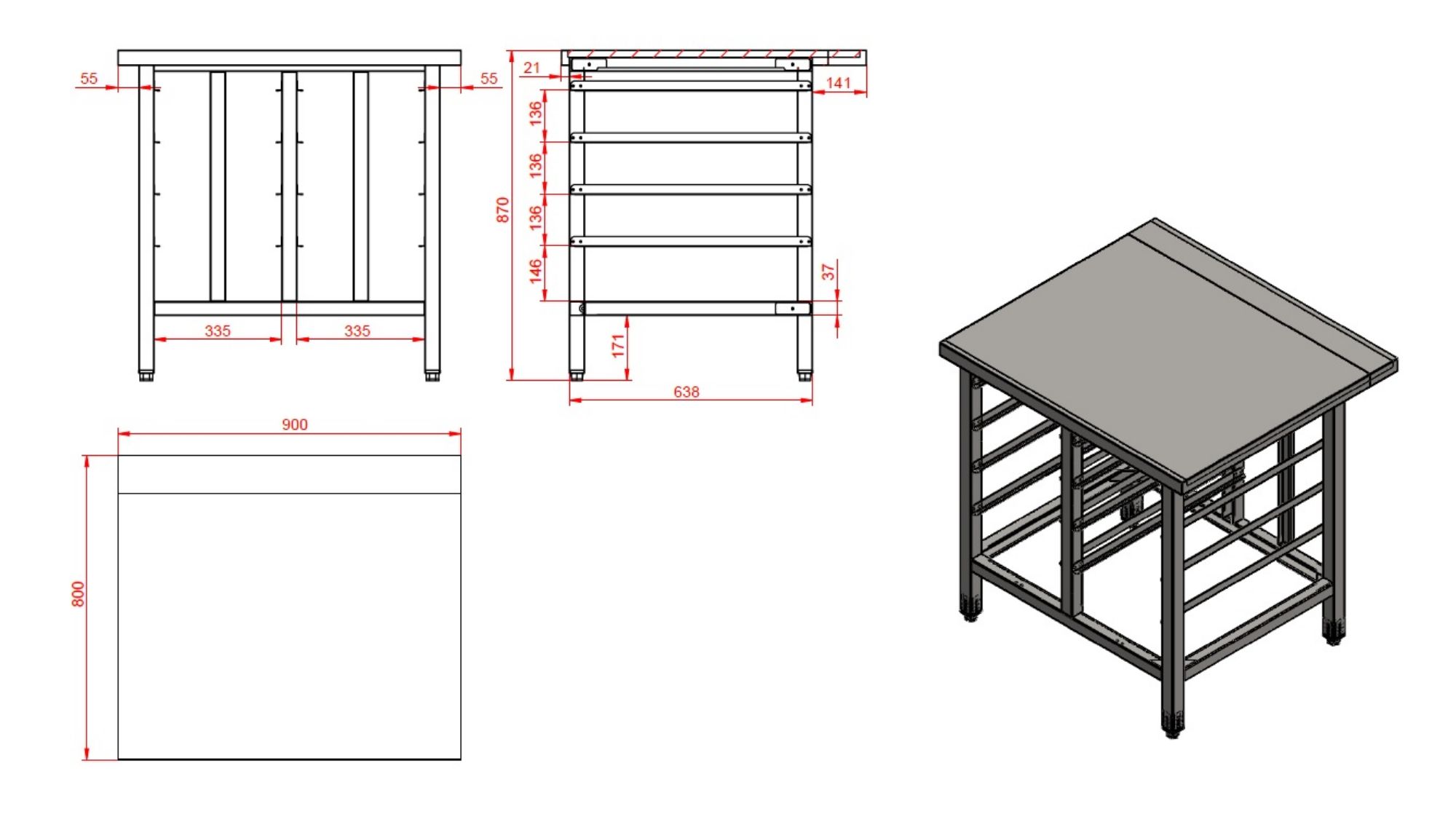 Picture of STAND FOR OVEN 8 GN 1/1 900