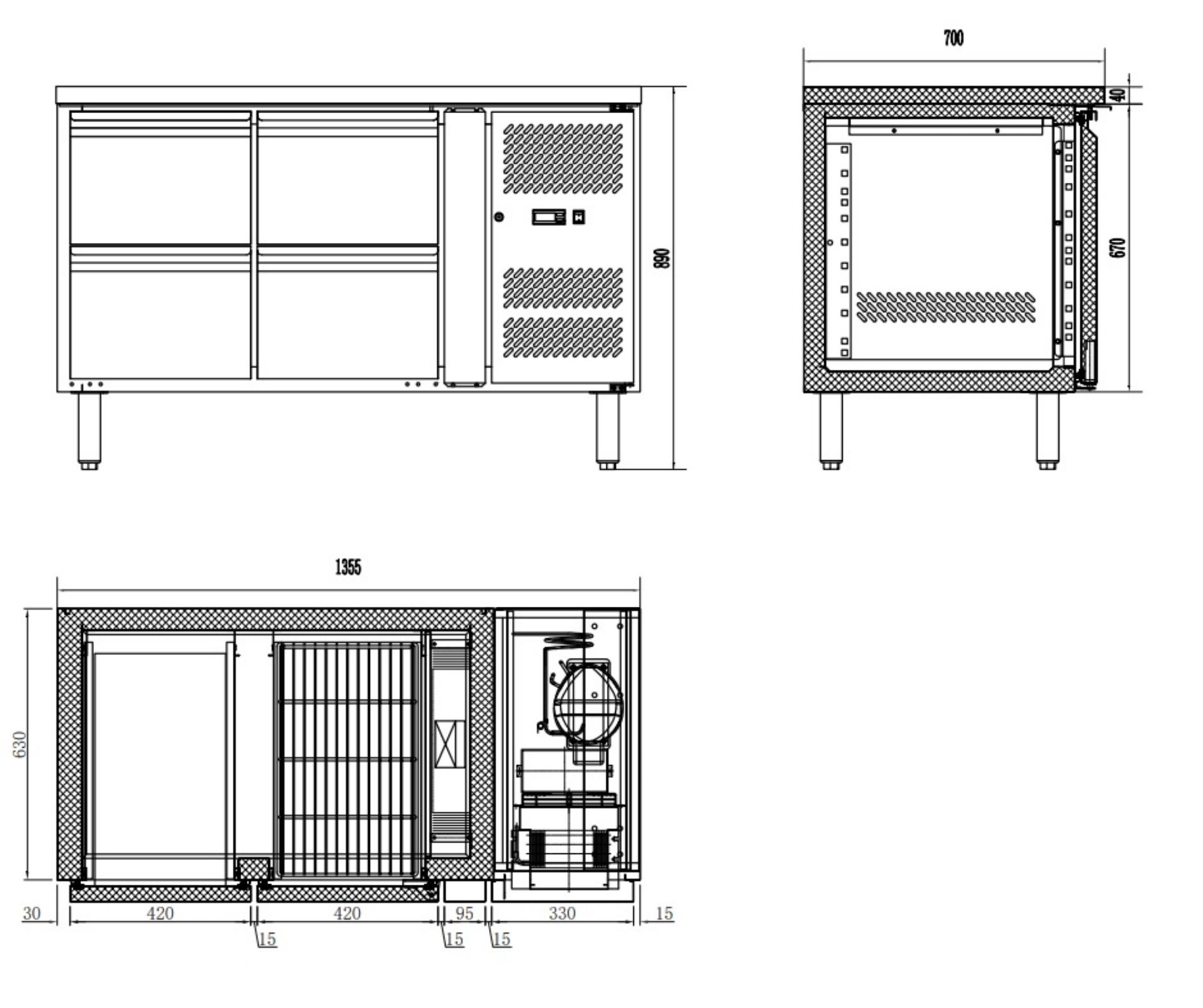 Picture of Combisteel 4 Drawer Counter Fridge Side Motor