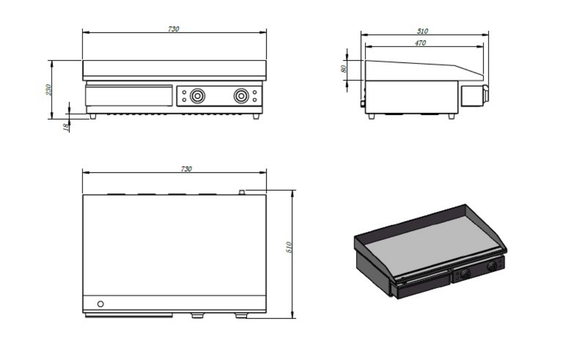 Picture of CombiSteel Electric Fry Top Stainless Steel Surface 3.5kW