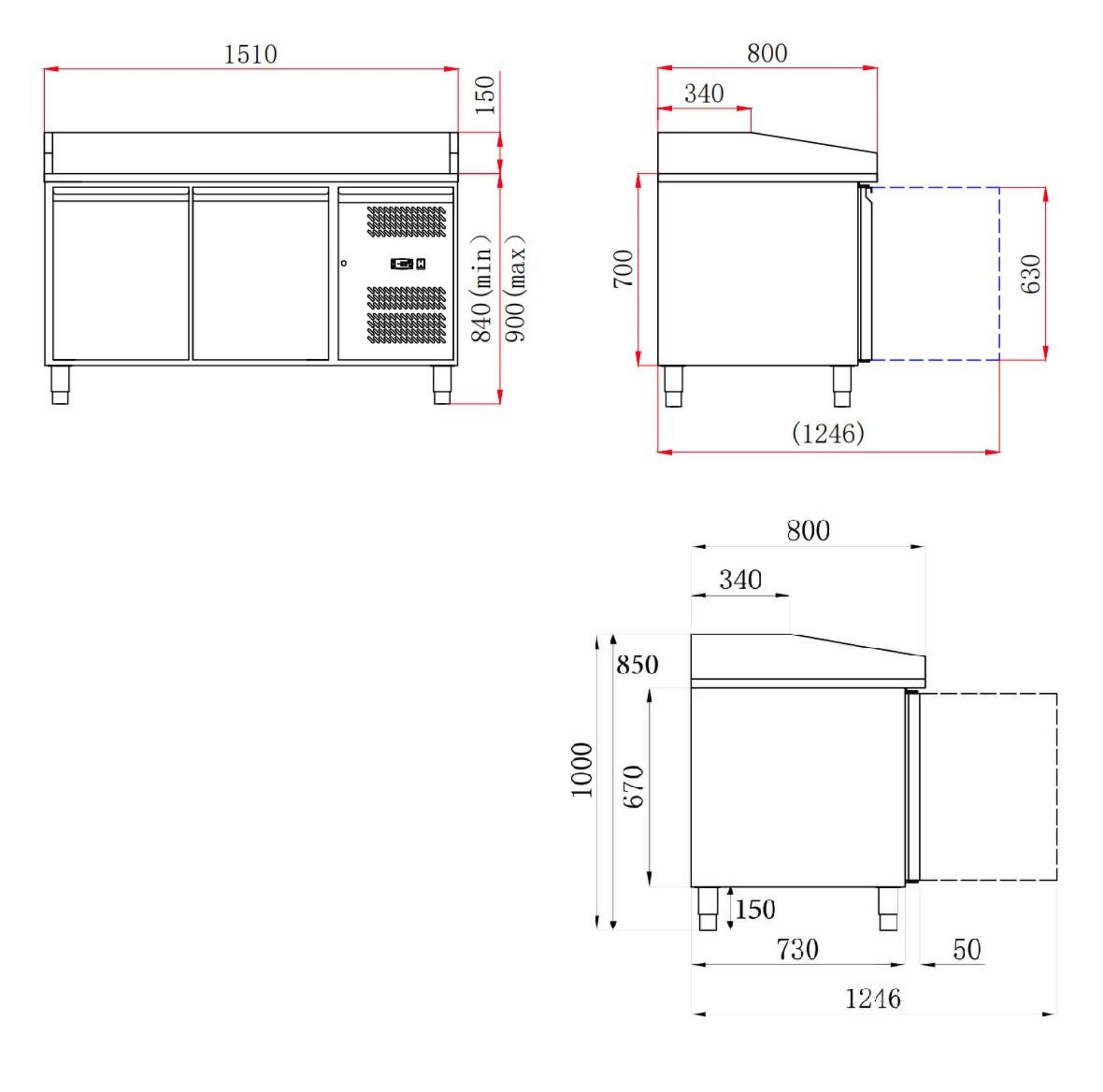 Picture of CombiSteel Pizza Preparation Counter 2 Doors Standard Line