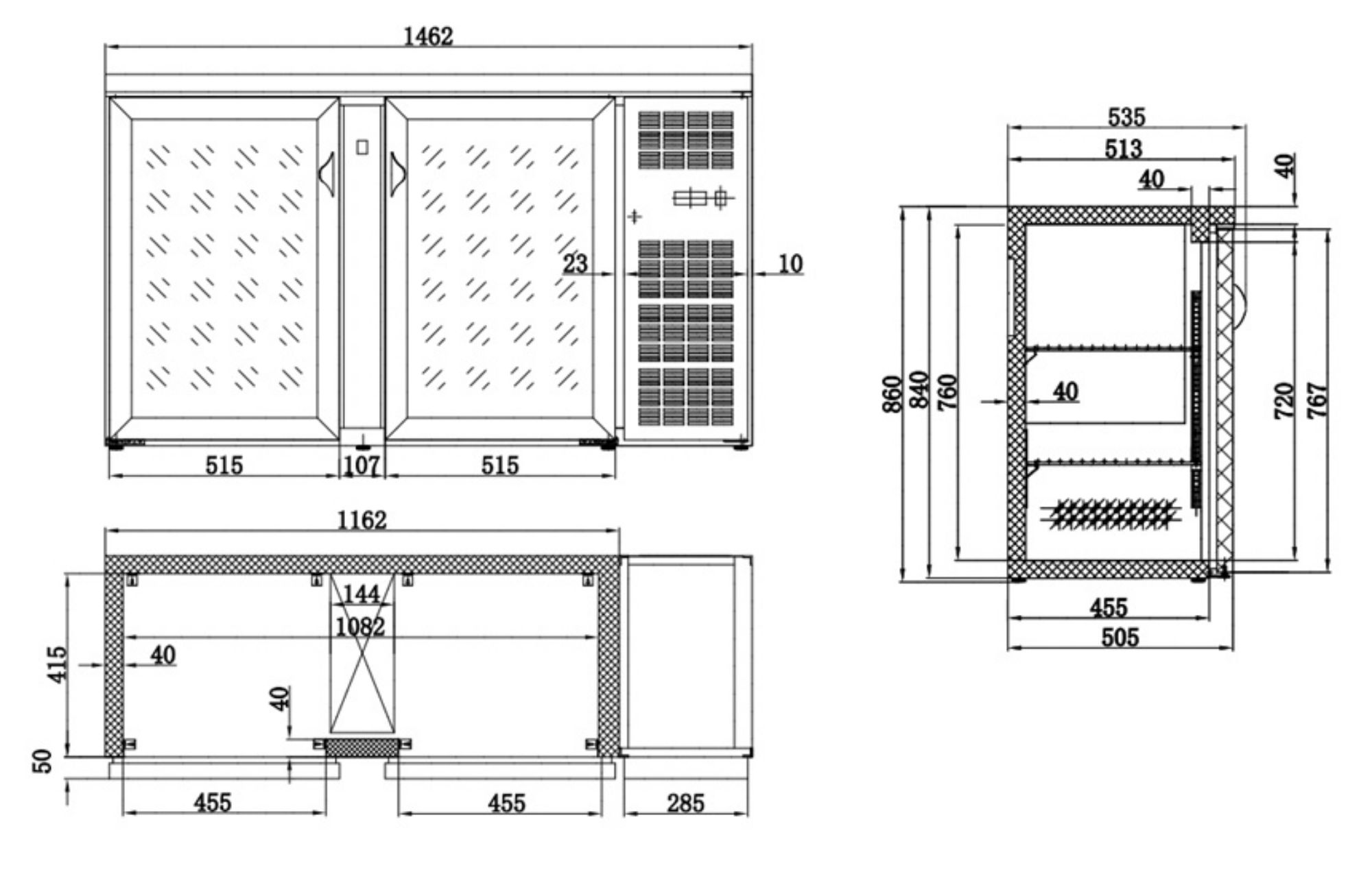 Picture of CombiSteel Backbar Cooler Black 2 Glass Doors Side Motor