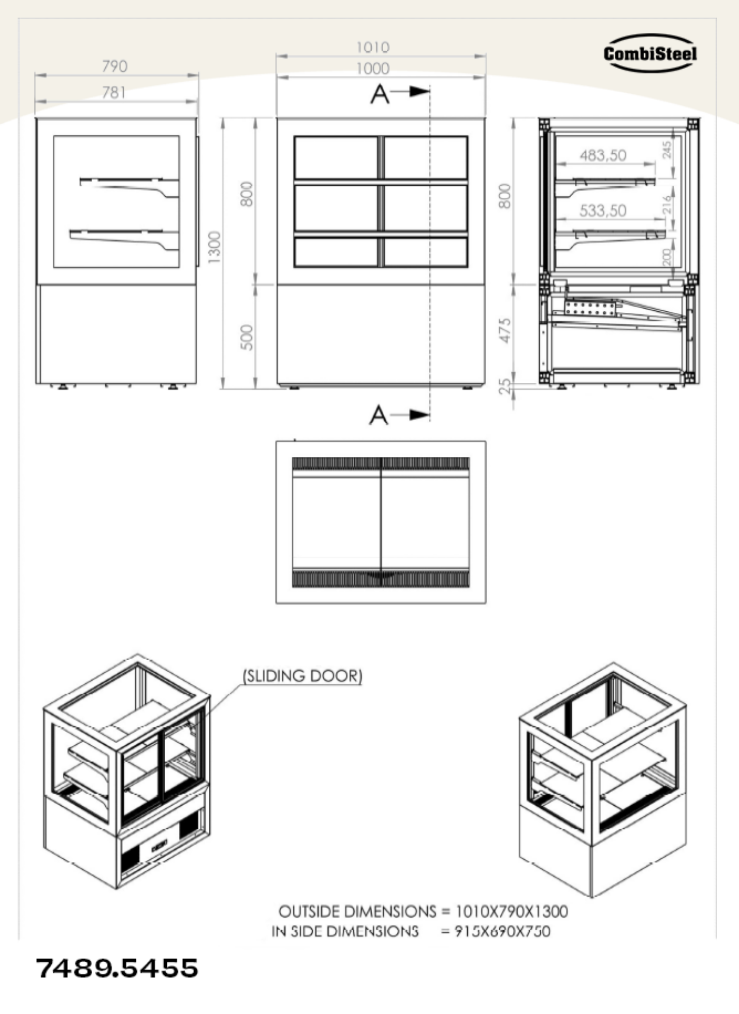 Picture of CombiSteel Cold Display Patisserie 375 Litre