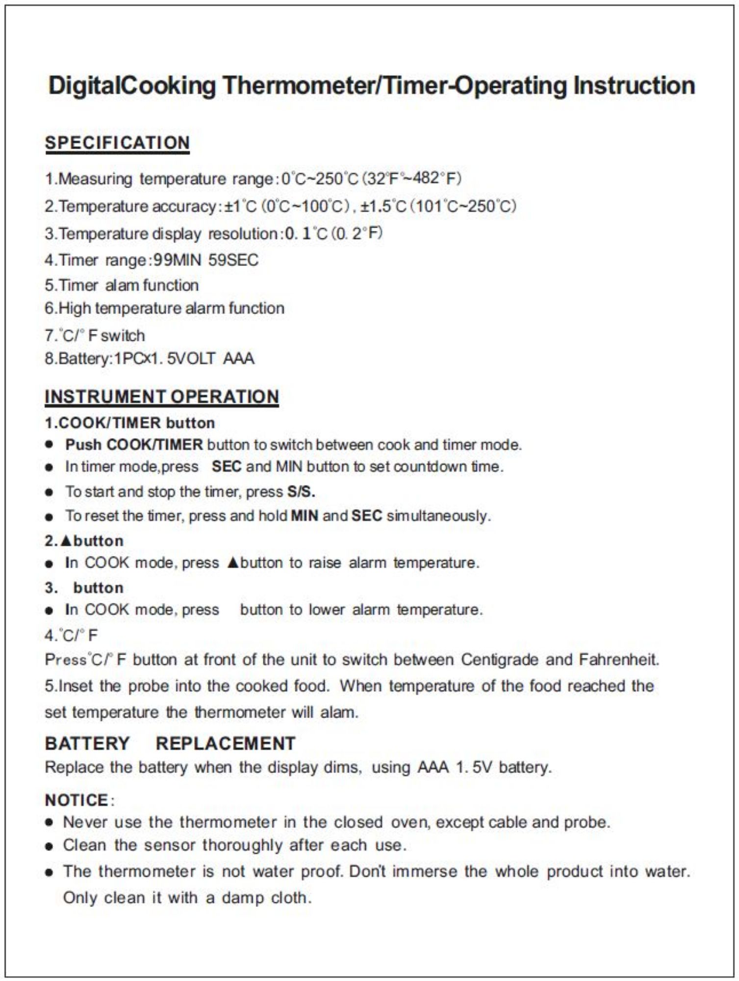 Picture of CombiSteel Digital Thermometer with Timer