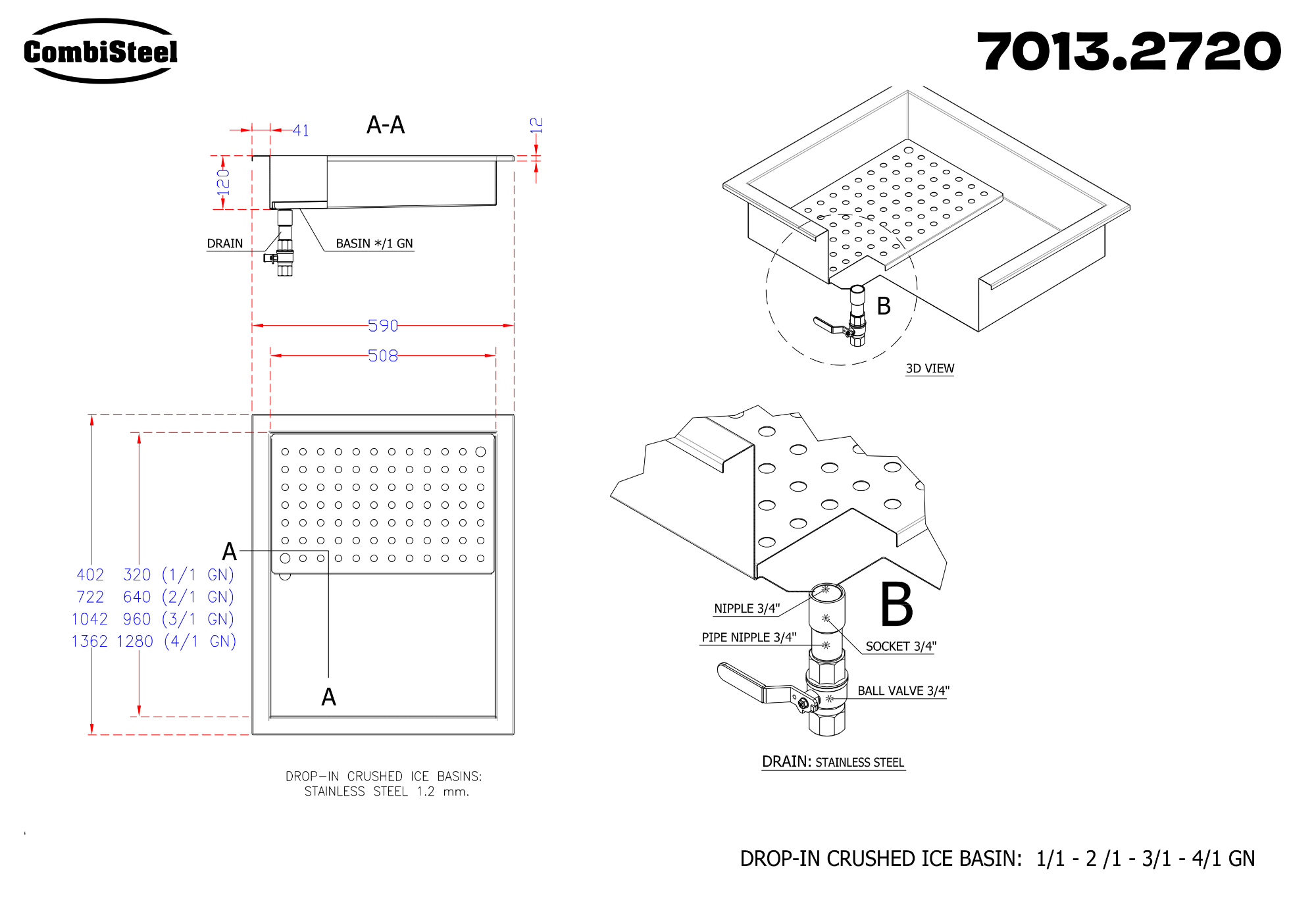 Picture of CombiSteel Drop-In Crushed Ice Bin 1/1 Gastronorm