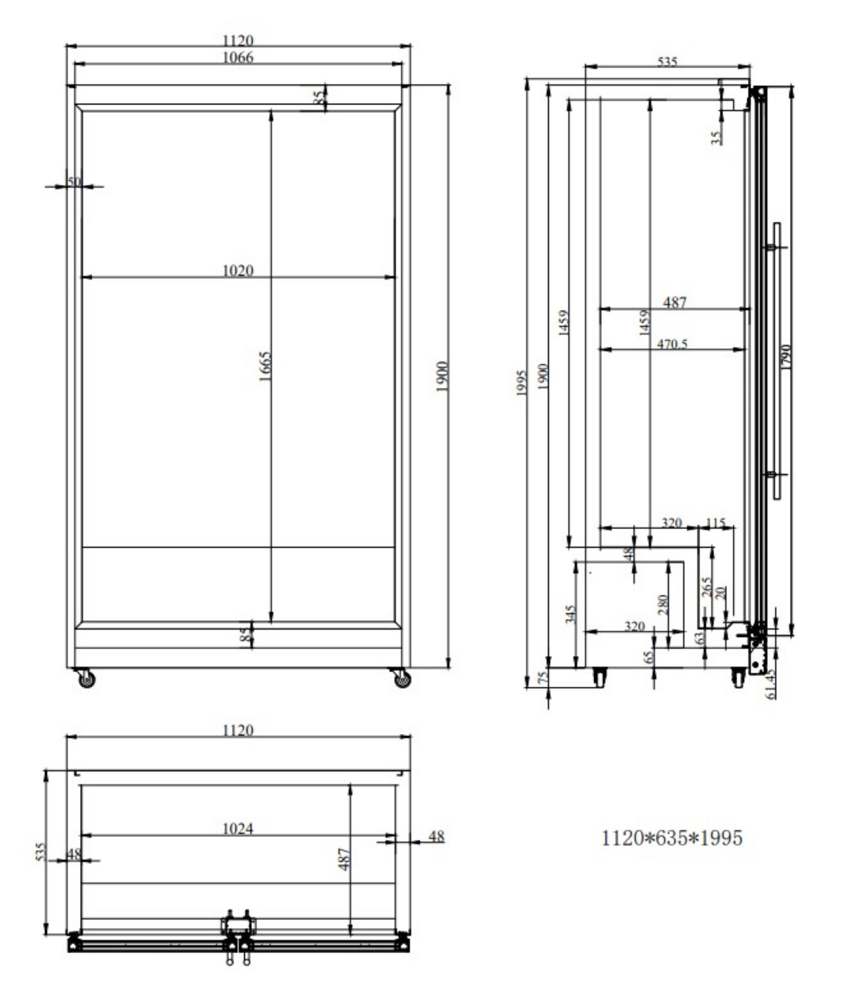 Picture of CombiSteel Double Glass Door Display Fridge Black 758L