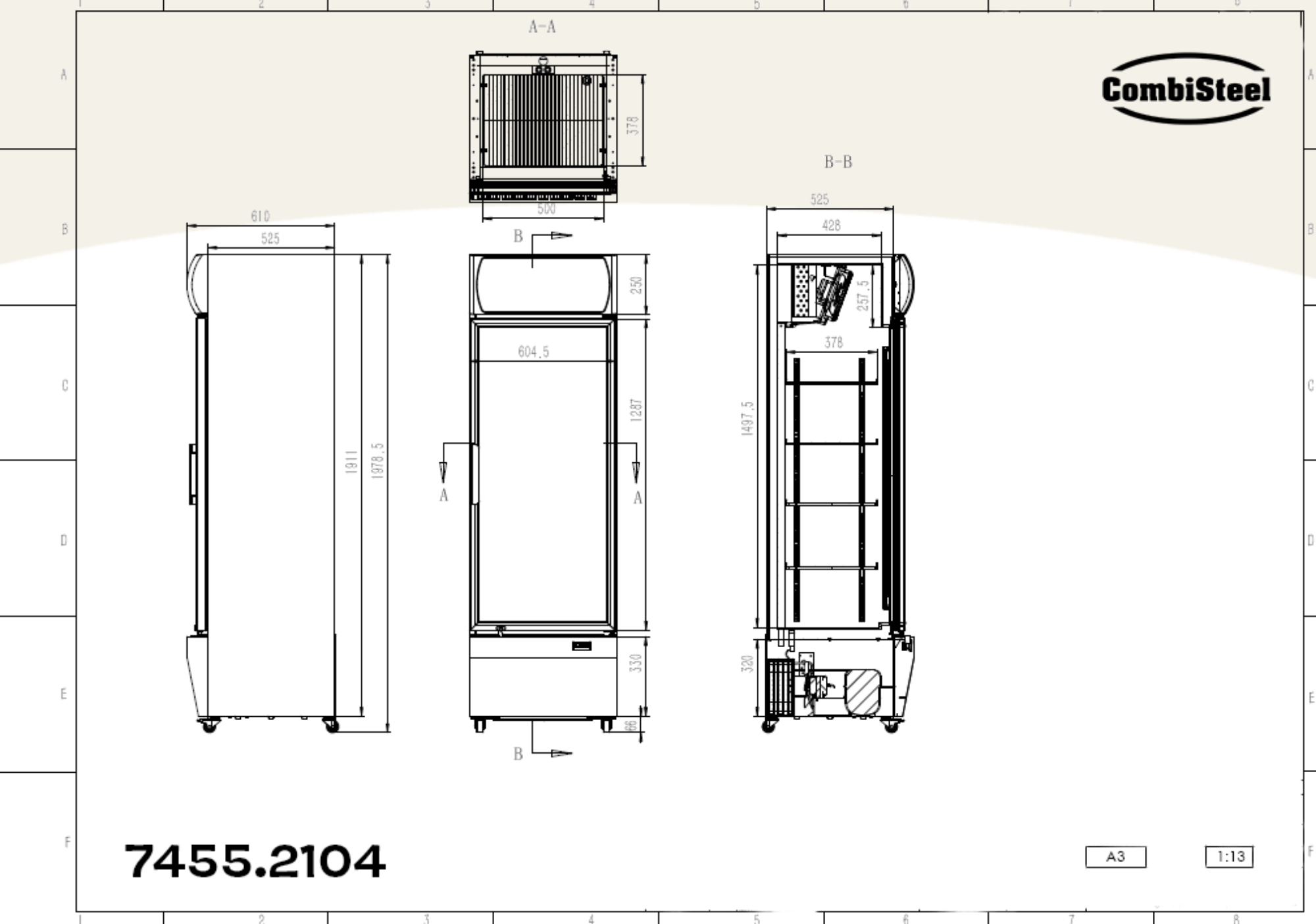 Picture of CombiSteel Black Single Glass Door Refrigerator 360Litre