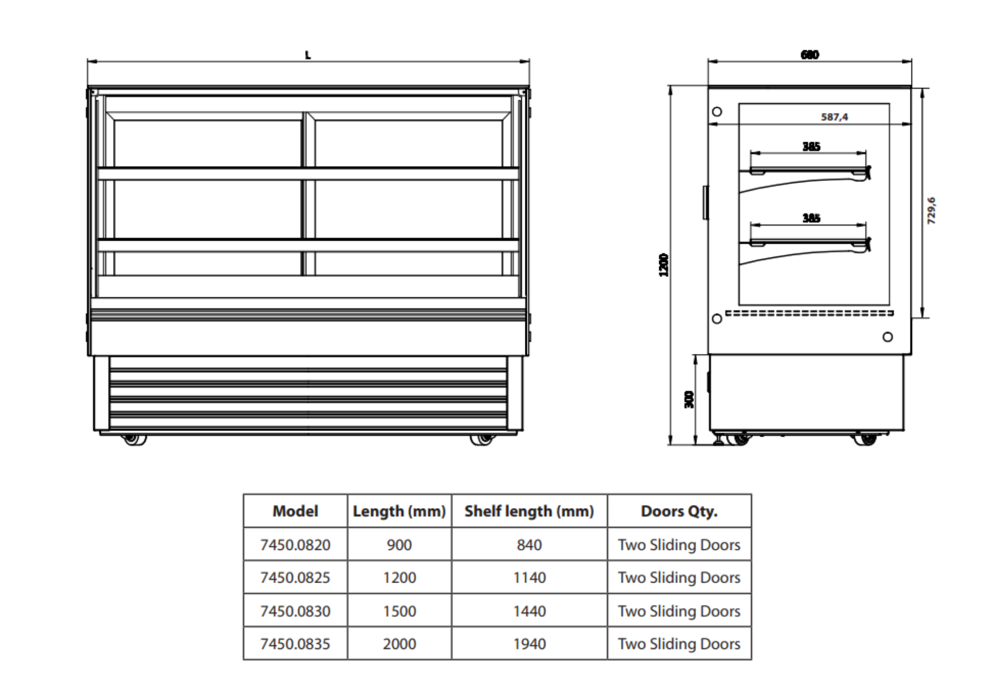 Picture of CombiSteel Cold Straight Glass Cake Display 900