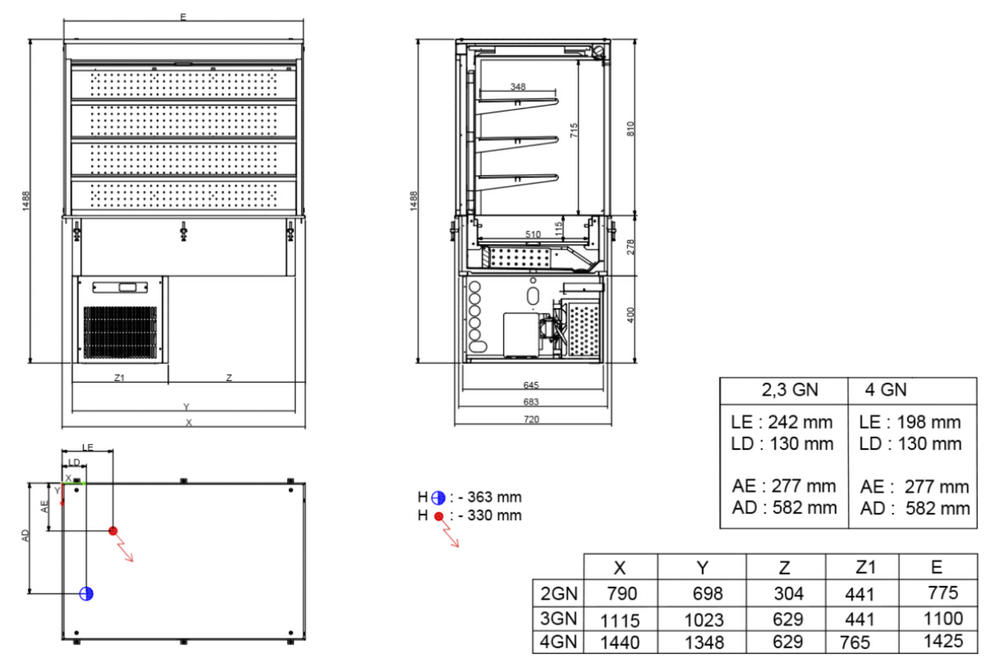 Picture of CombiSteel Drop-In Cubic Refrigerated Display WALL MODEL - ROLL UP 3/1