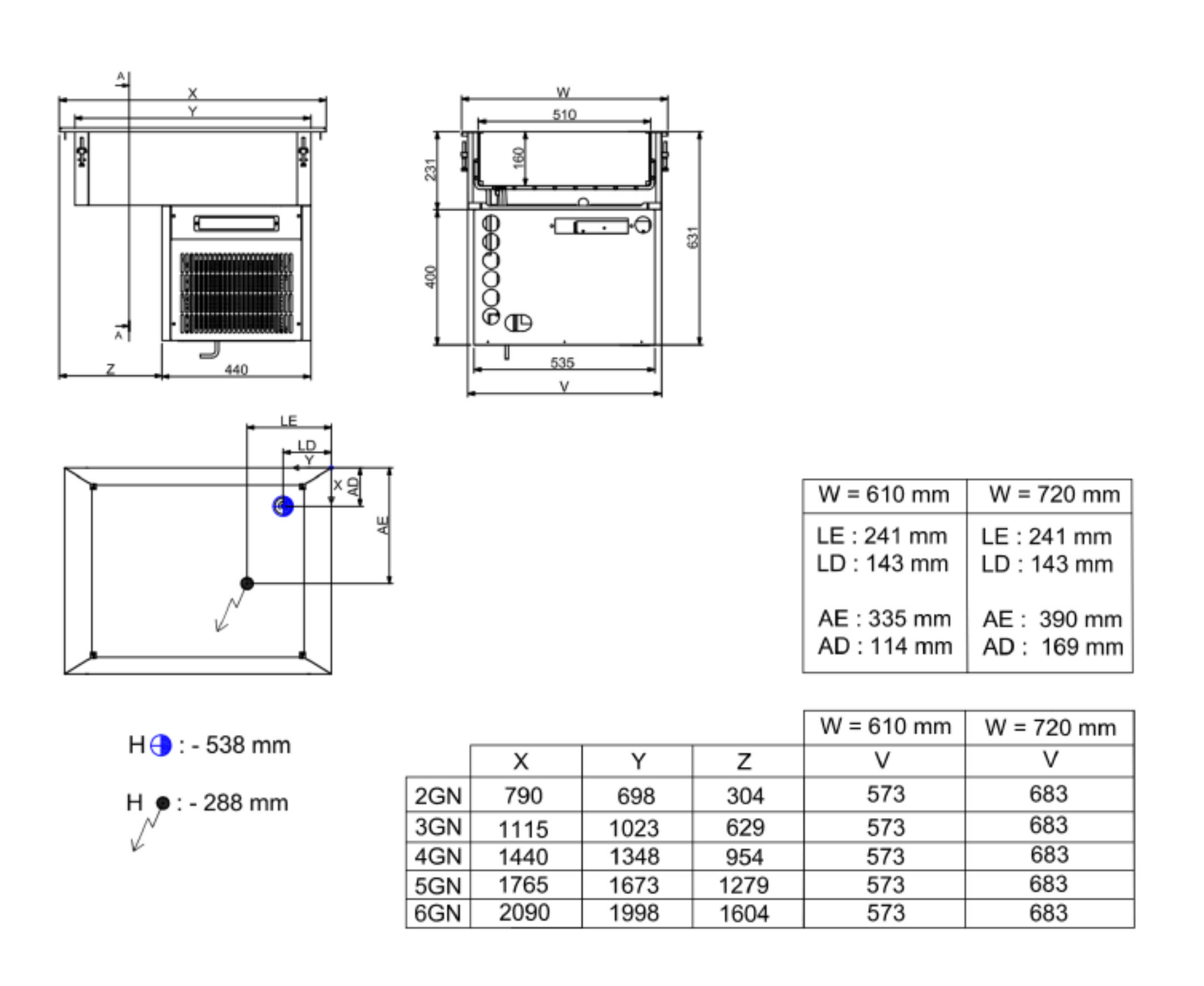 Picture of CombiSteel Drop-In Refrigerated Unit 5/1 - 160MM