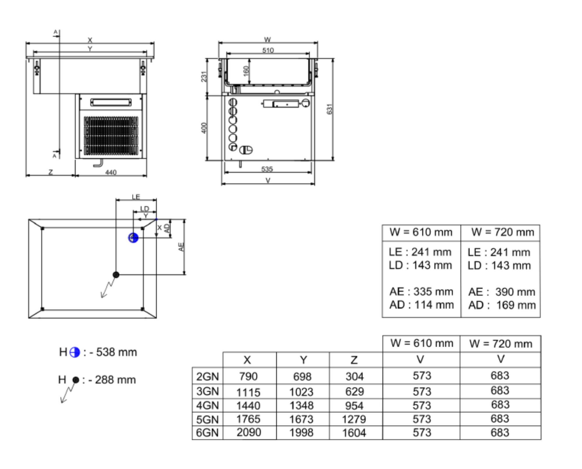Picture of CombiSteel Drop-In Refrigerated Unit 4/1 - 160MM