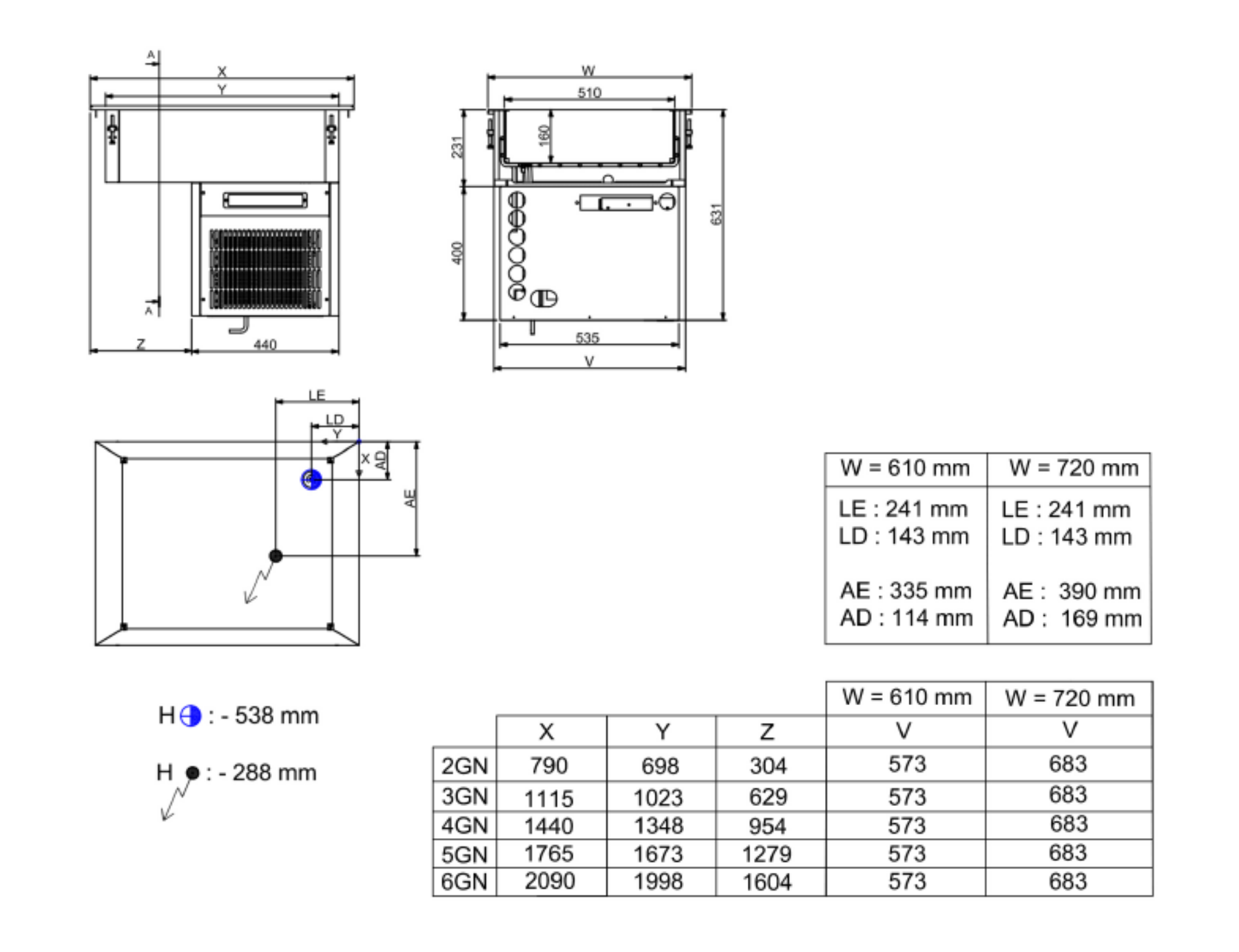 Picture of CombiSteel Drop-In Refrigerated Unit 2/1 - 160MM