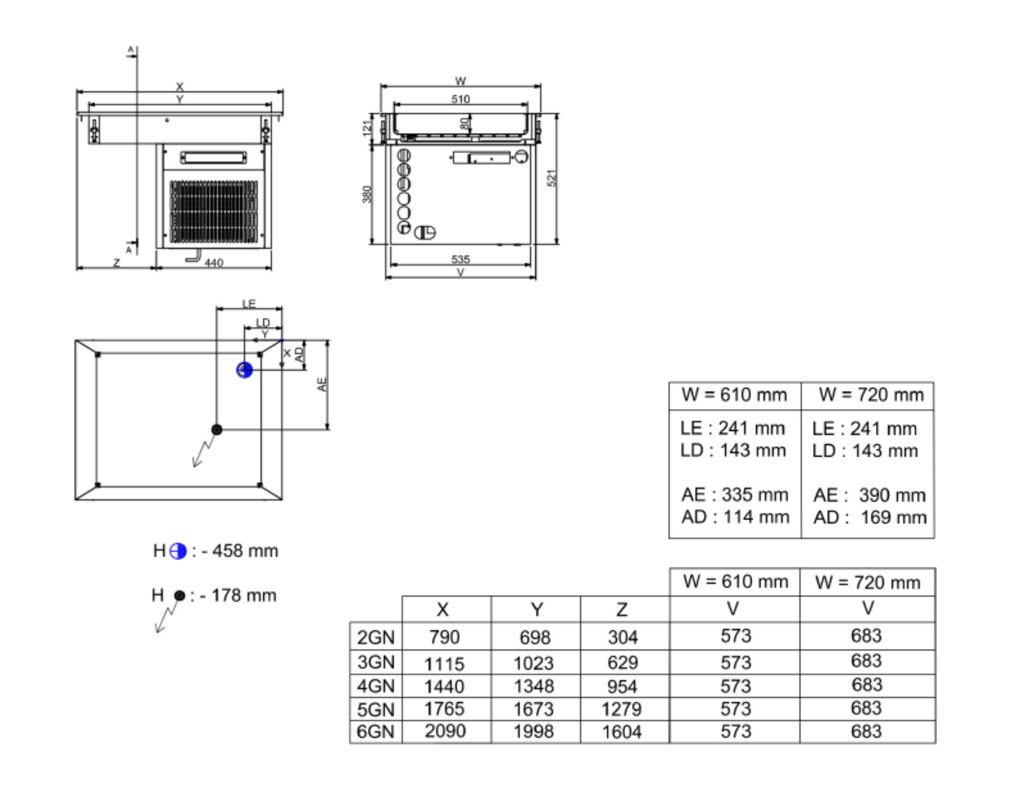 Picture of CombiSteel Drop-In Refrigerated Unit 4/1 - 80MM